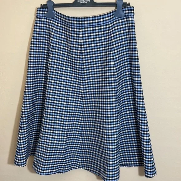Michael Kors Collection Tattersall Stretch Wool Gabardine Flare Skirt size 14 - Picture 9 of 13